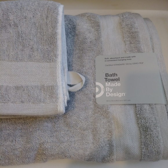 NWT Bath & Hand Towel Set Solid Light Gray - Picture 2 of 5
